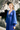 COBALT LONG PUFFY SLEEVE V-NECK GOWN - CULT MIA